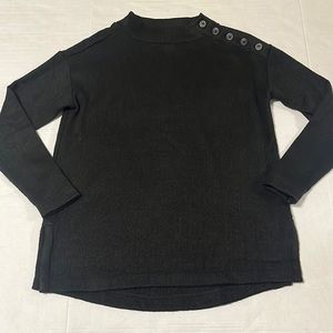 LOFT Black Side Neck Button Sweater LIKE NEW